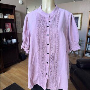 SHEIN Curve light lavender button up front blouse-size XL